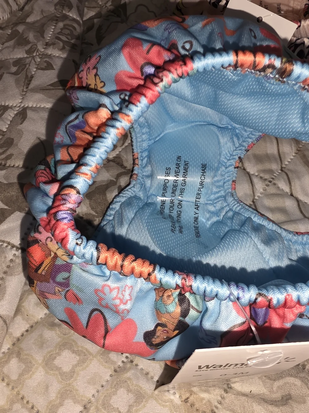 Disney Light Blue Floral Swim Footie with Pink & Orange Accents $20 For Both